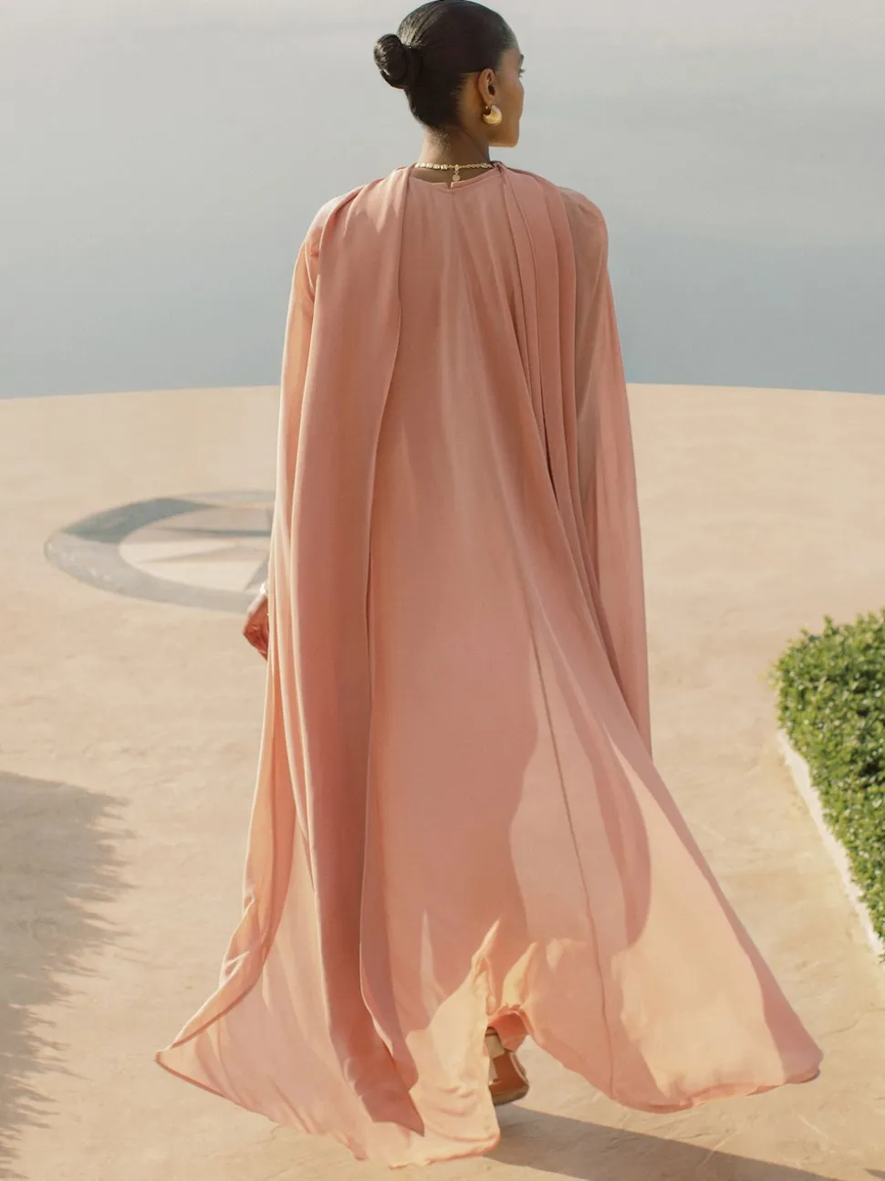 Reiss Pink Farley Wide-Leg Cape Jumpsuit