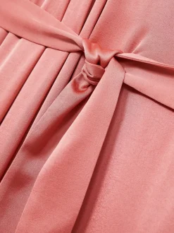 Reiss Pink Rosin Satin Wide-Leg Draped Jumpsuit