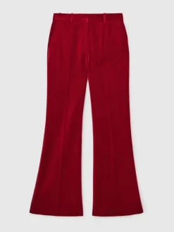 Reiss Red Elia Velvet Tuxedo-Stripe Flared Trousers