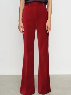 Reiss Red Elia Velvet Tuxedo-Stripe Flared Trousers