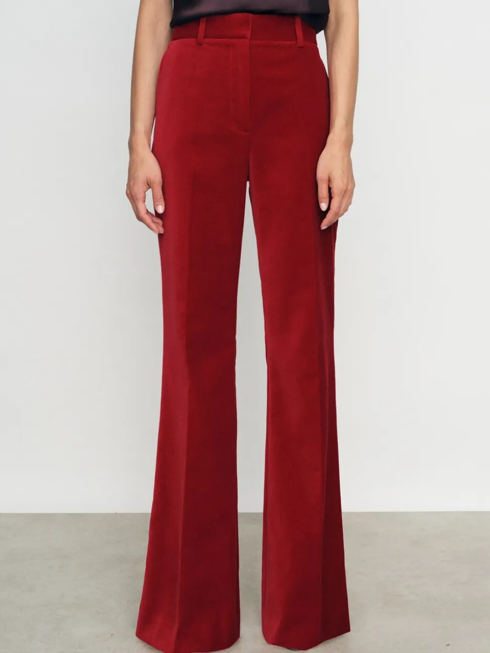 Reiss Red Elia Velvet Tuxedo-Stripe Flared Trousers