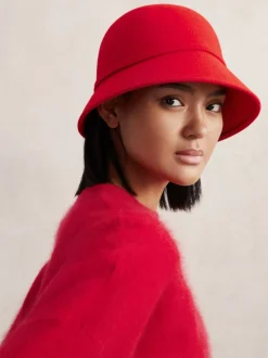 Reiss Red Felicity Felted-Wool Bucket Hat