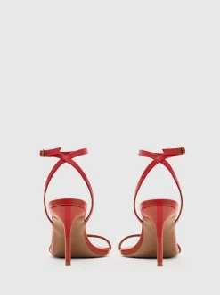Reiss Red Leather Charlotte Strappy Stiletto Sandals