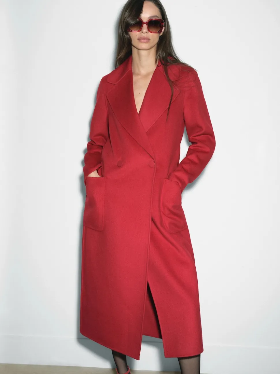 Reiss Red Lucia Wool-Blend Double-Breasted Blindseam Coat