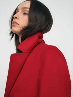 Reiss Red Lucia Wool-Blend Double-Breasted Blindseam Coat
