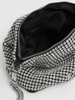 Reiss Silver Leah Crystal Bracelet Pouch Bag