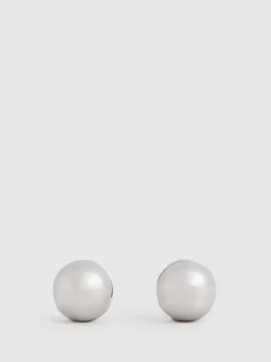 Reiss Silver Tone Pollie Polished Ball Huggie Earrings
