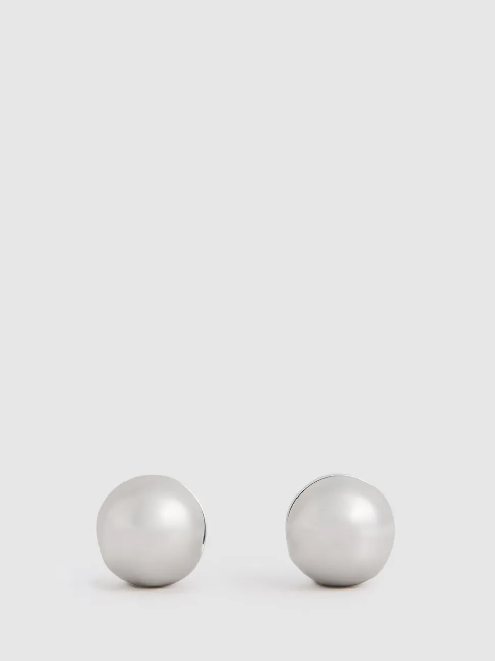 Reiss Silver Tone Pollie Polished Ball Huggie Earrings