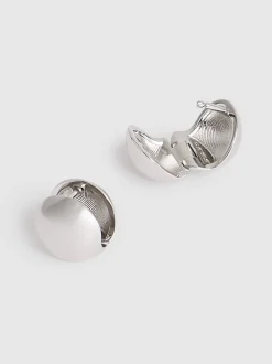 Reiss Silver Tone Pollie Polished Ball Huggie Earrings