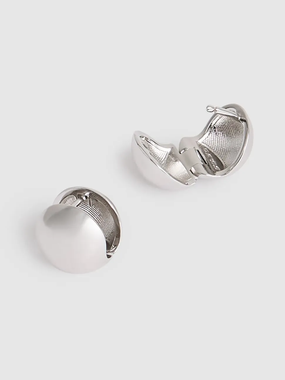 Reiss Silver Tone Pollie Polished Ball Huggie Earrings