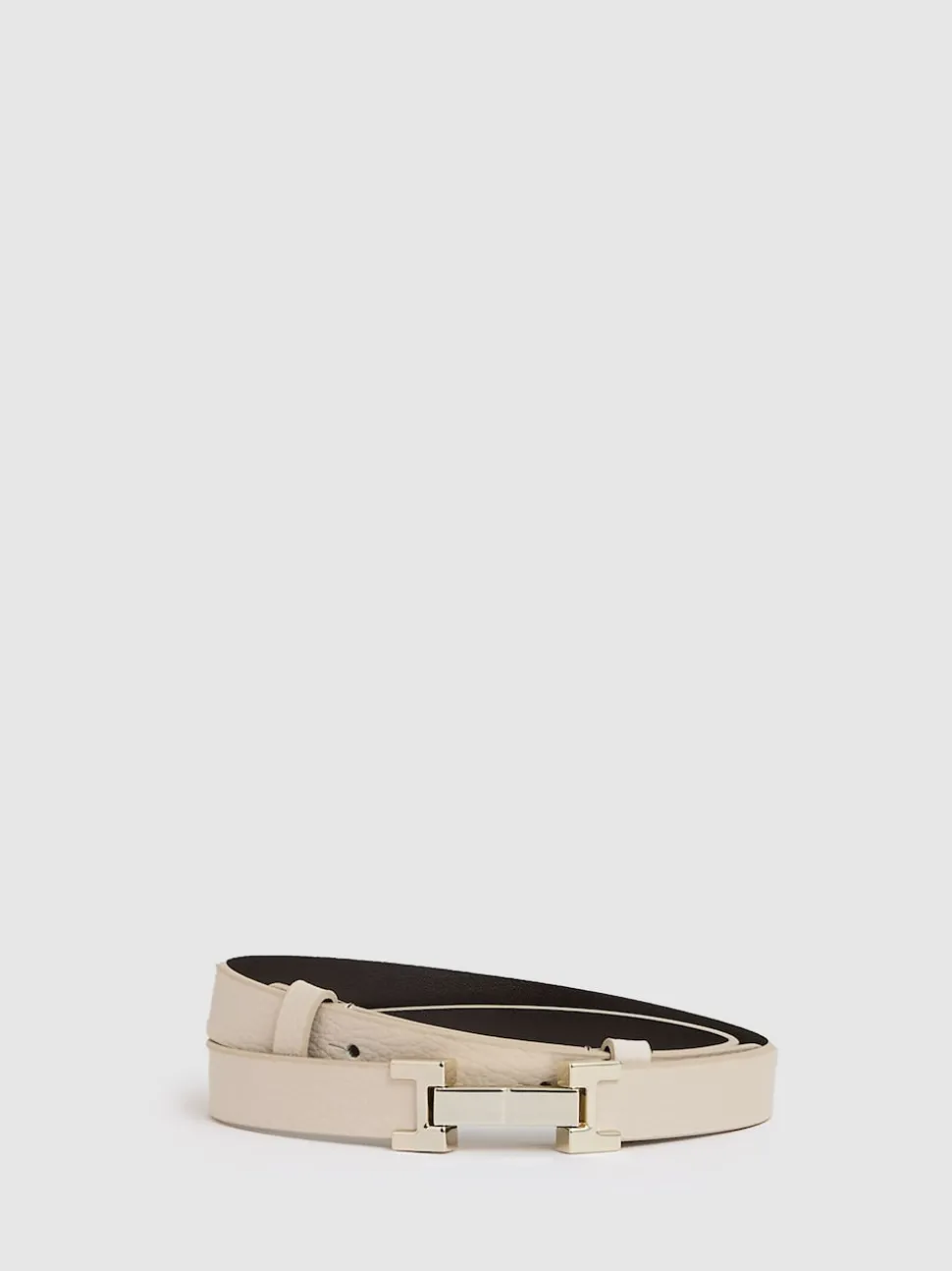 Reiss Stone Hayley Leather Square Hinge Belt