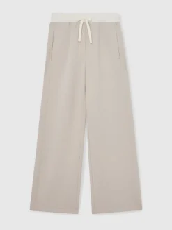 Reiss Stone Laney Petite Premium Interlock Wide-Leg Joggers