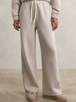 Reiss Stone Laney Petite Premium Interlock Wide-Leg Joggers