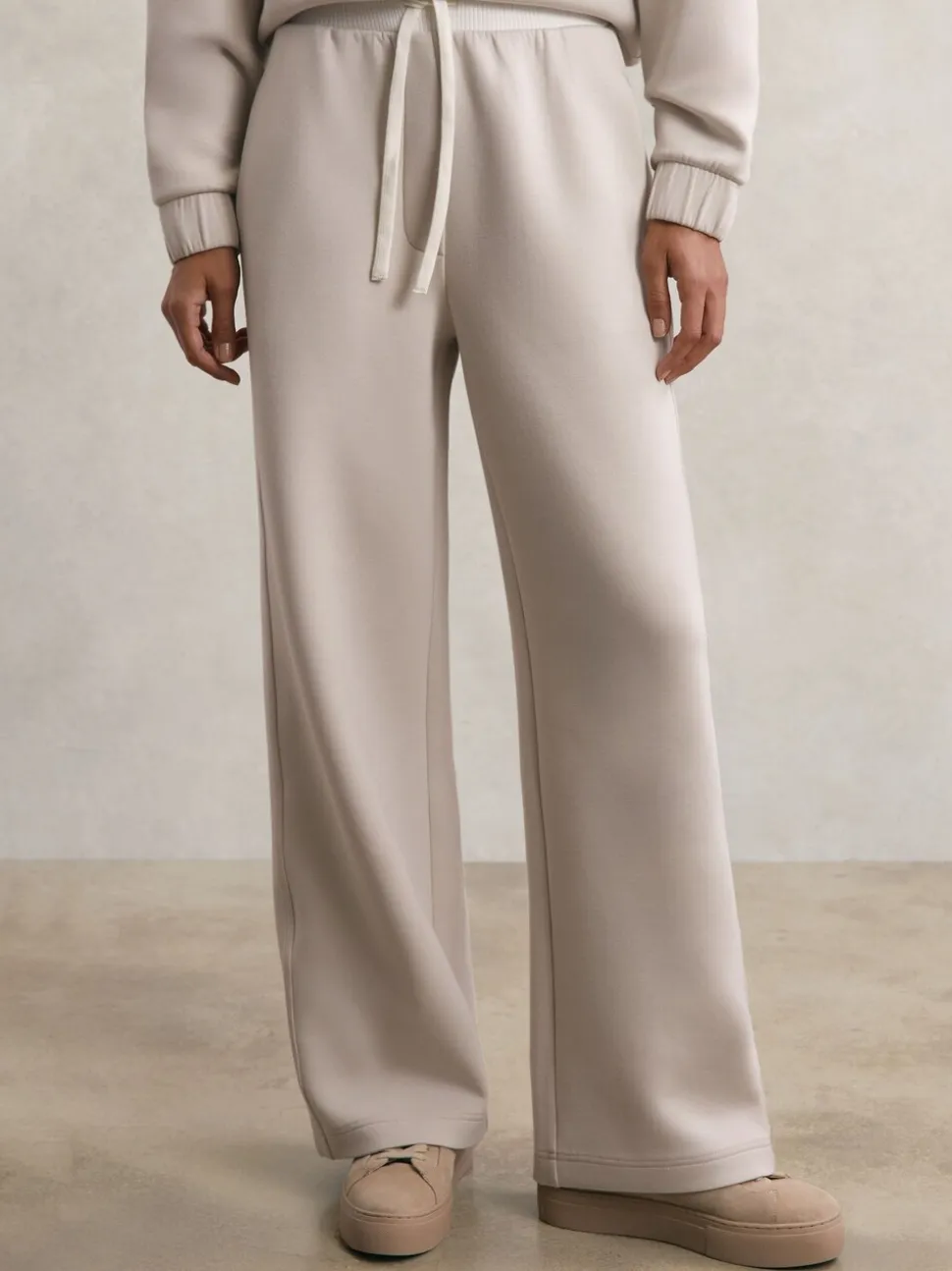 Reiss Stone Laney Premium Interlock Wide-Leg Joggers