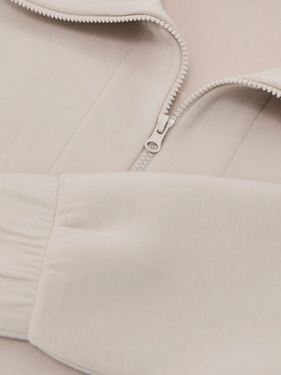 Reiss Stone Neutral Laney Premium Interlock Half-Zip Sweatshirt