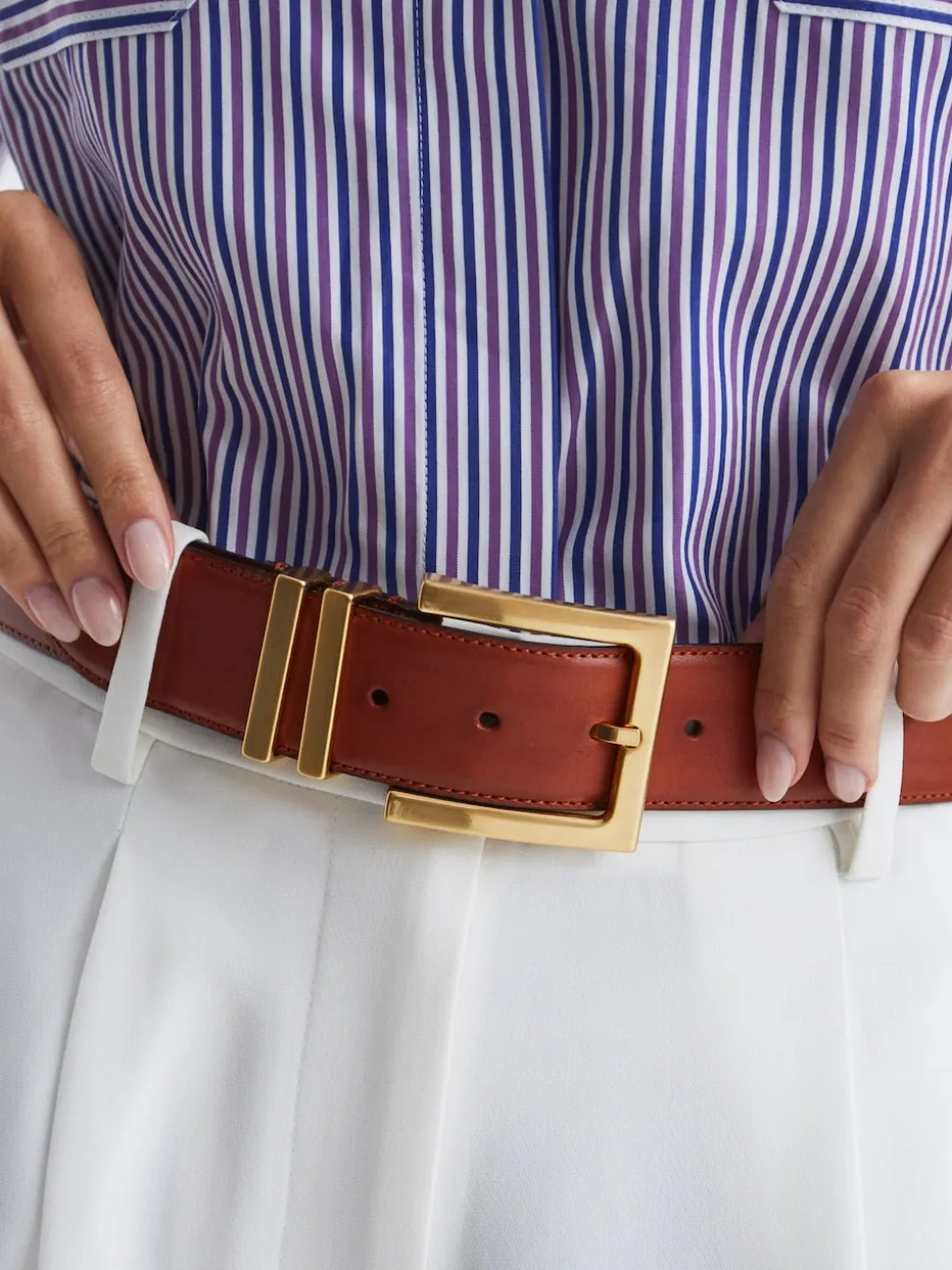 Reiss Tan Brompton Leather Belt