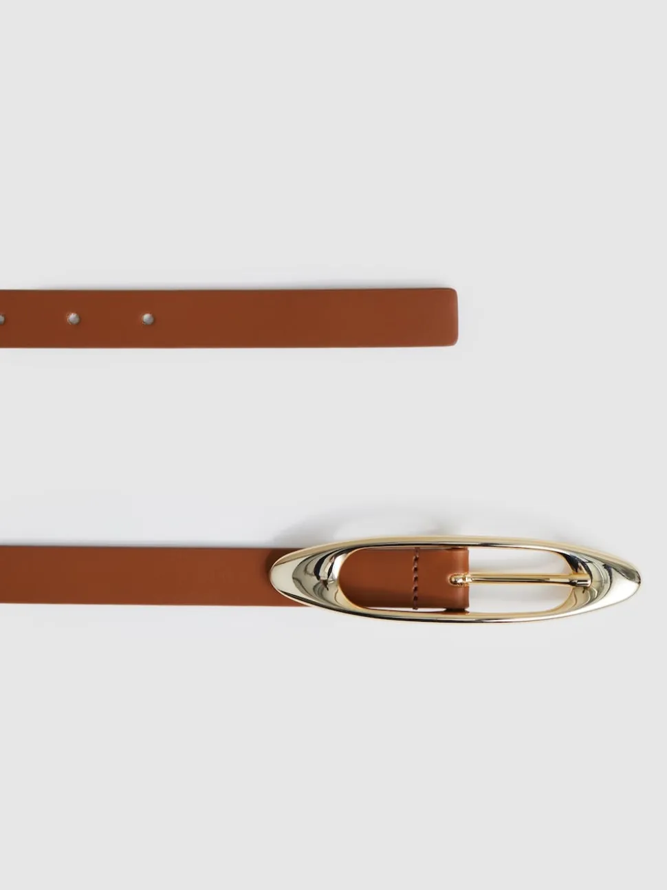 Reiss Tan Evelina Leather Oval-Buckle Belt