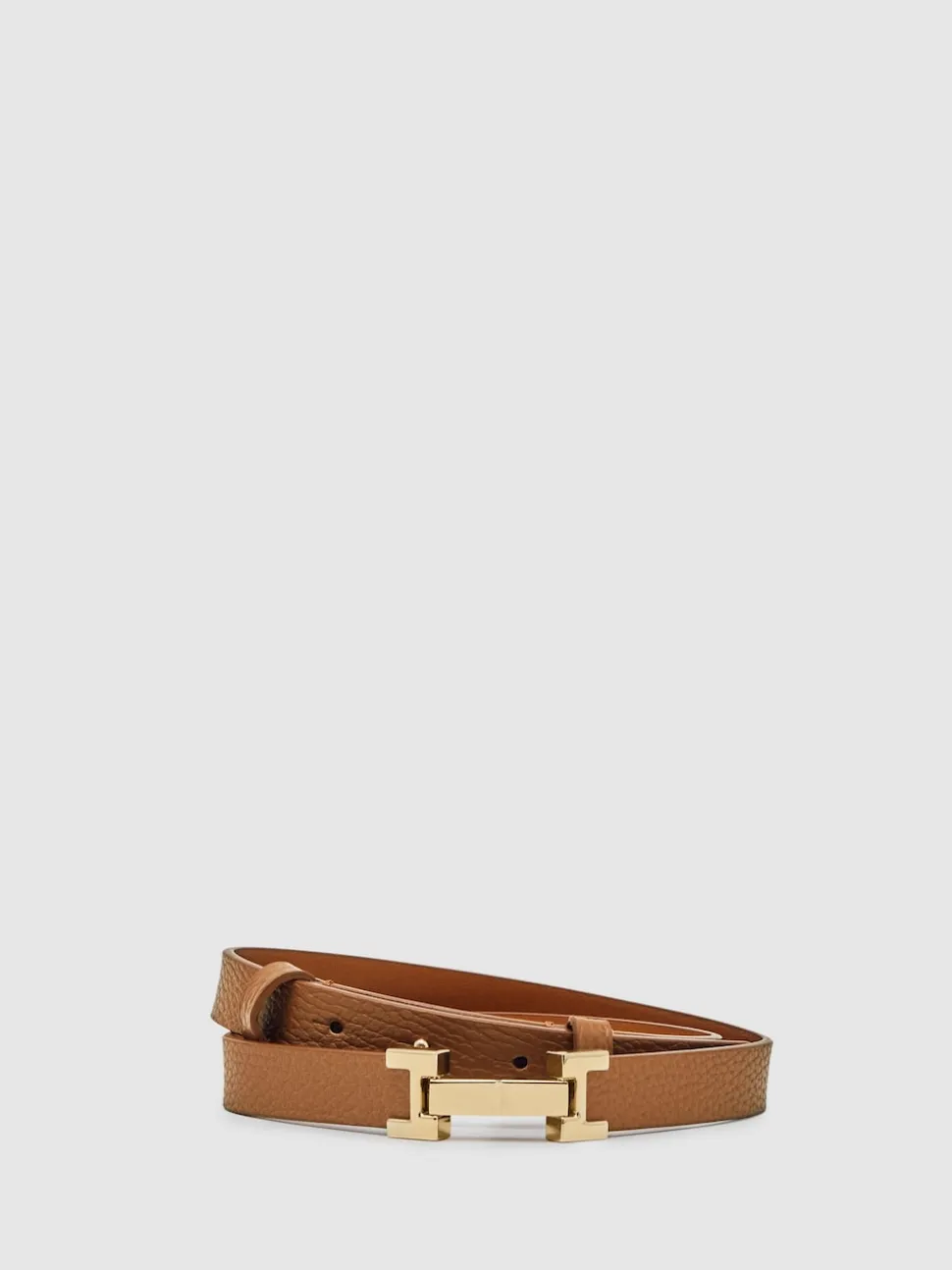 Reiss Tan Hayley Leather Square Hinge Belt