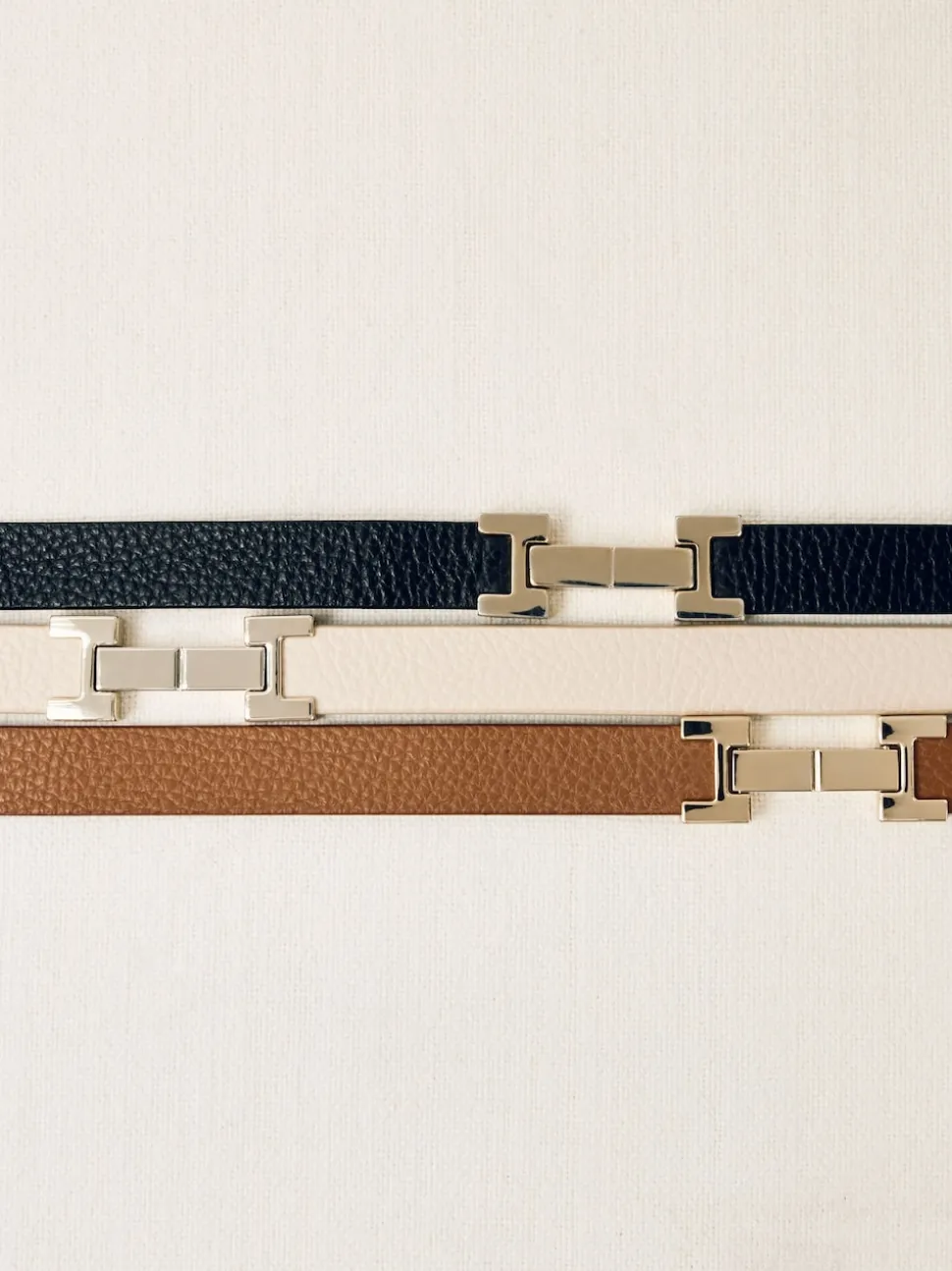 Reiss Tan Hayley Leather Square Hinge Belt