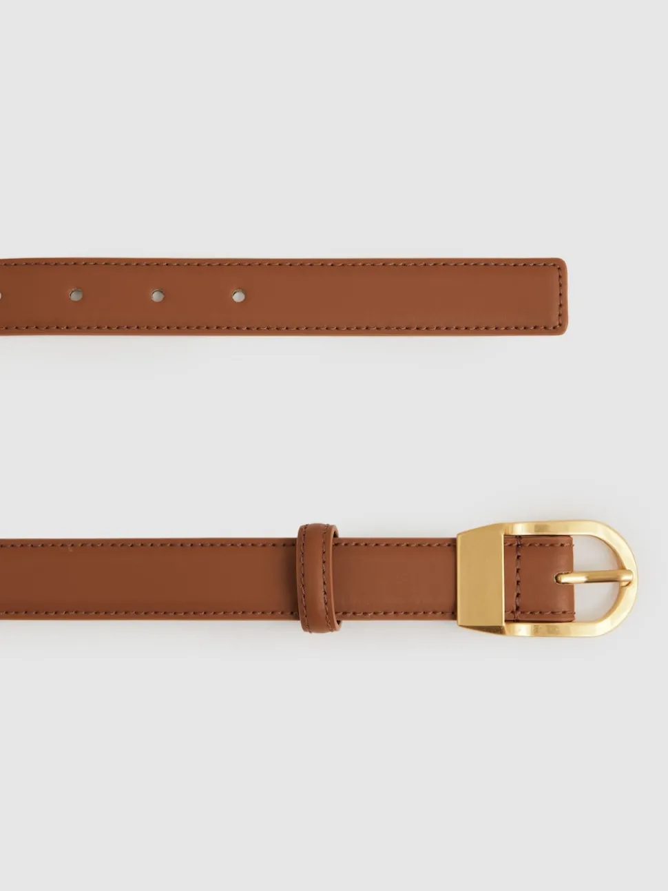 Reiss Tan Hazel Leather Curved-Buckle Belt