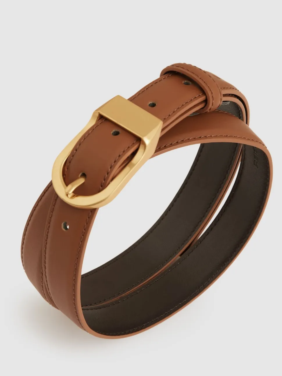 Reiss Tan Hazel Leather Curved-Buckle Belt