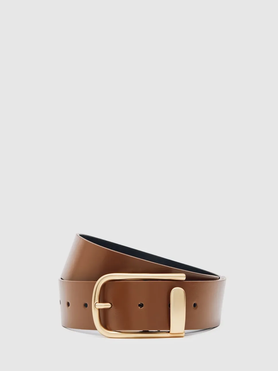 Reiss Tan Iyla Leather Half-Keeper Belt