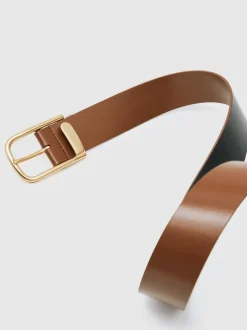 Reiss Tan Iyla Leather Half-Keeper Belt