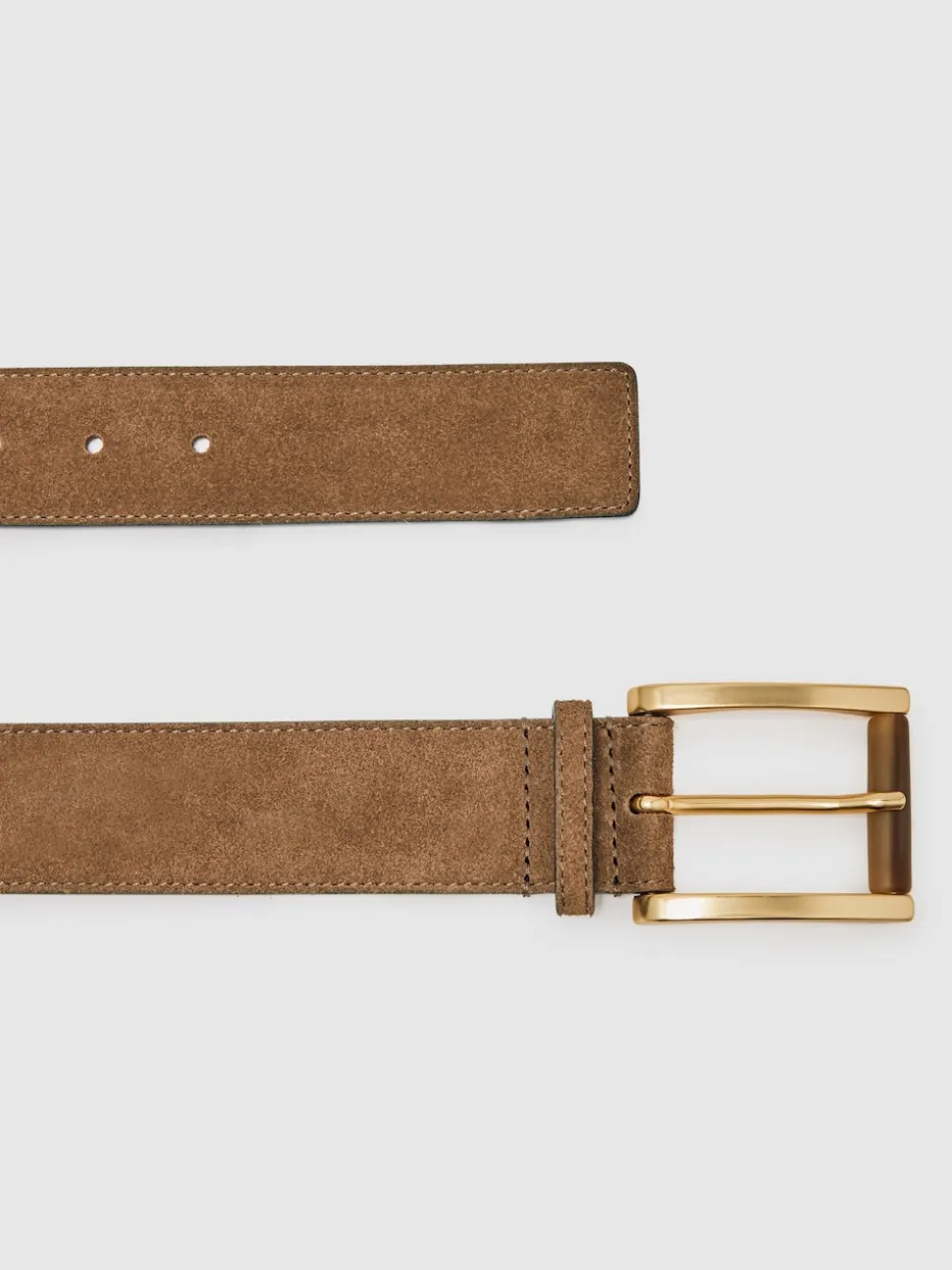 Reiss Tan Rosie Suede Square Roller Buckle Belt