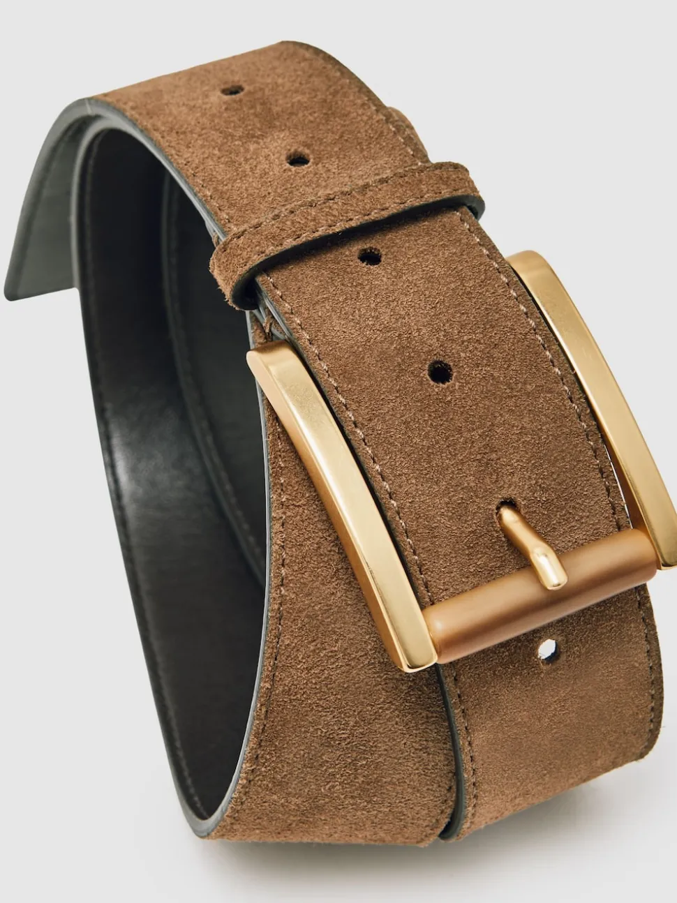 Reiss Tan Rosie Suede Square Roller Buckle Belt
