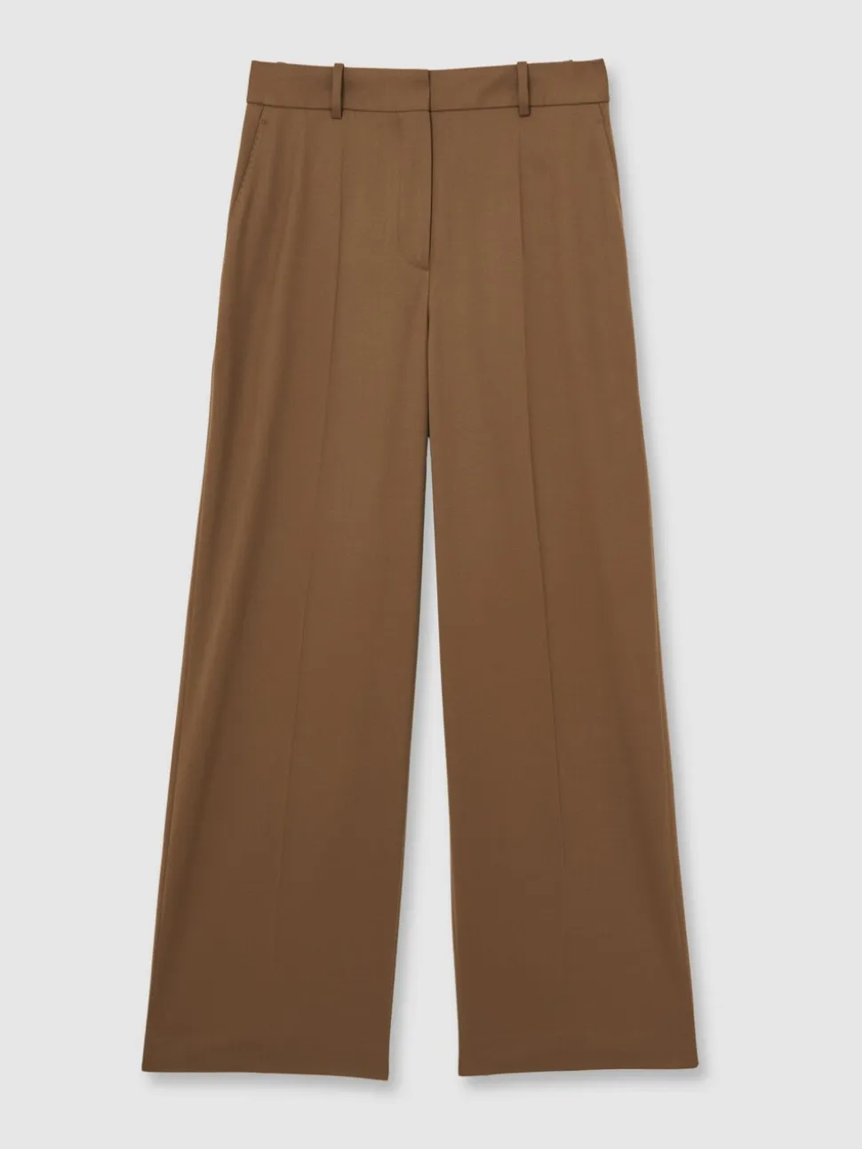 Reiss Tan Solene Wool-Blend Wide-Leg Suit Trousers
