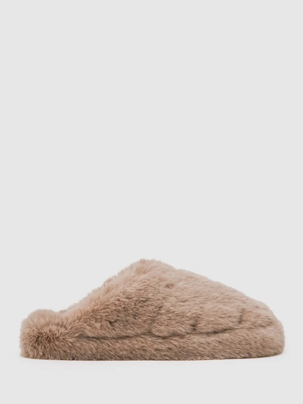 Reiss Taupe Andrea Faux Fur Slippers