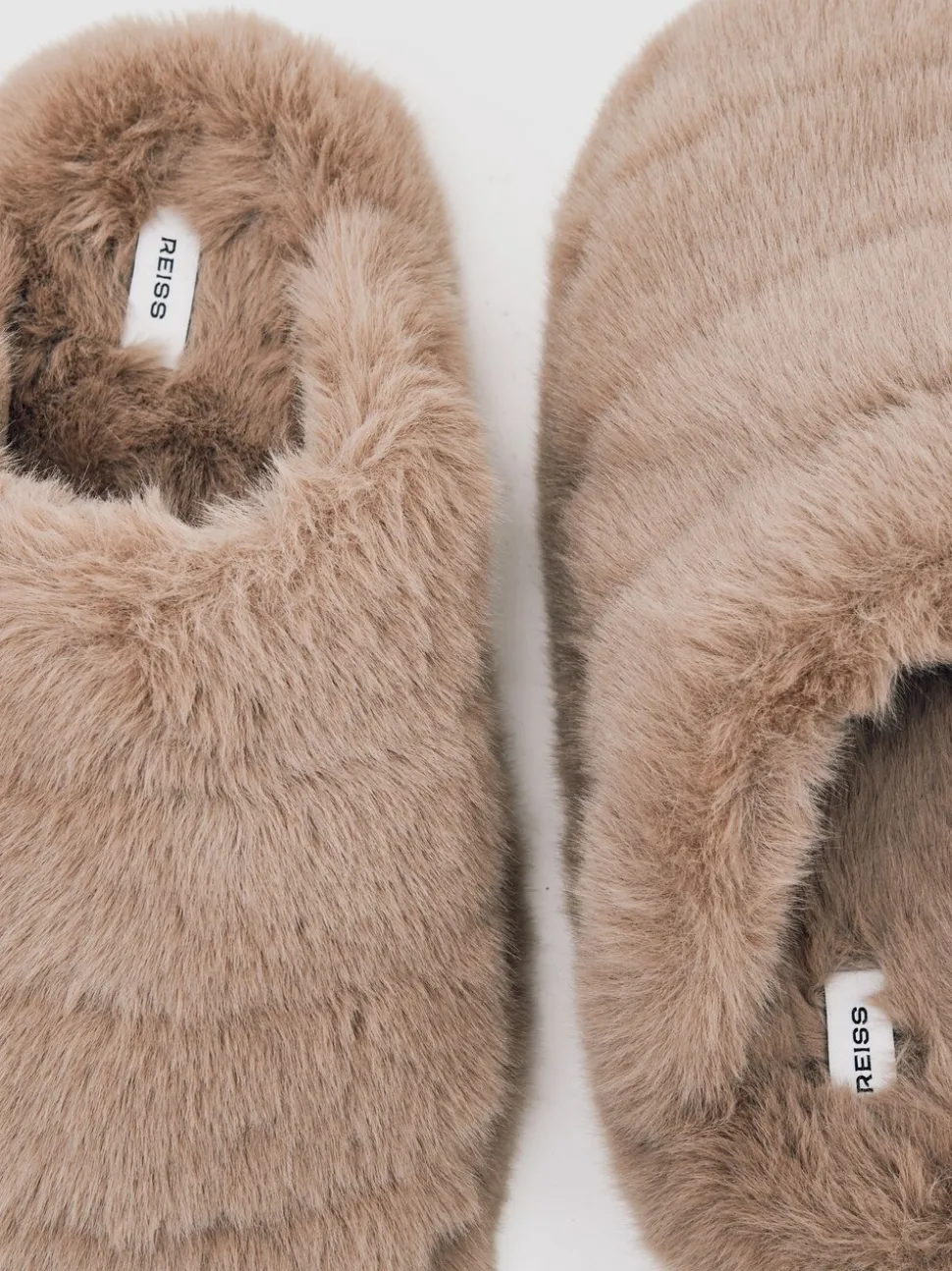 Reiss Taupe Andrea Faux Fur Slippers