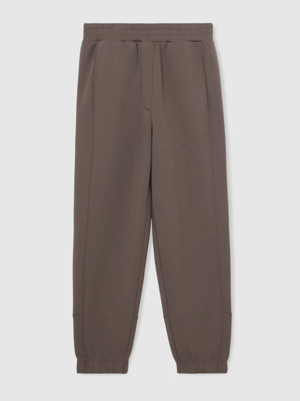 Reiss Taupe Brown Laney Premium Interlock Tapered Joggers