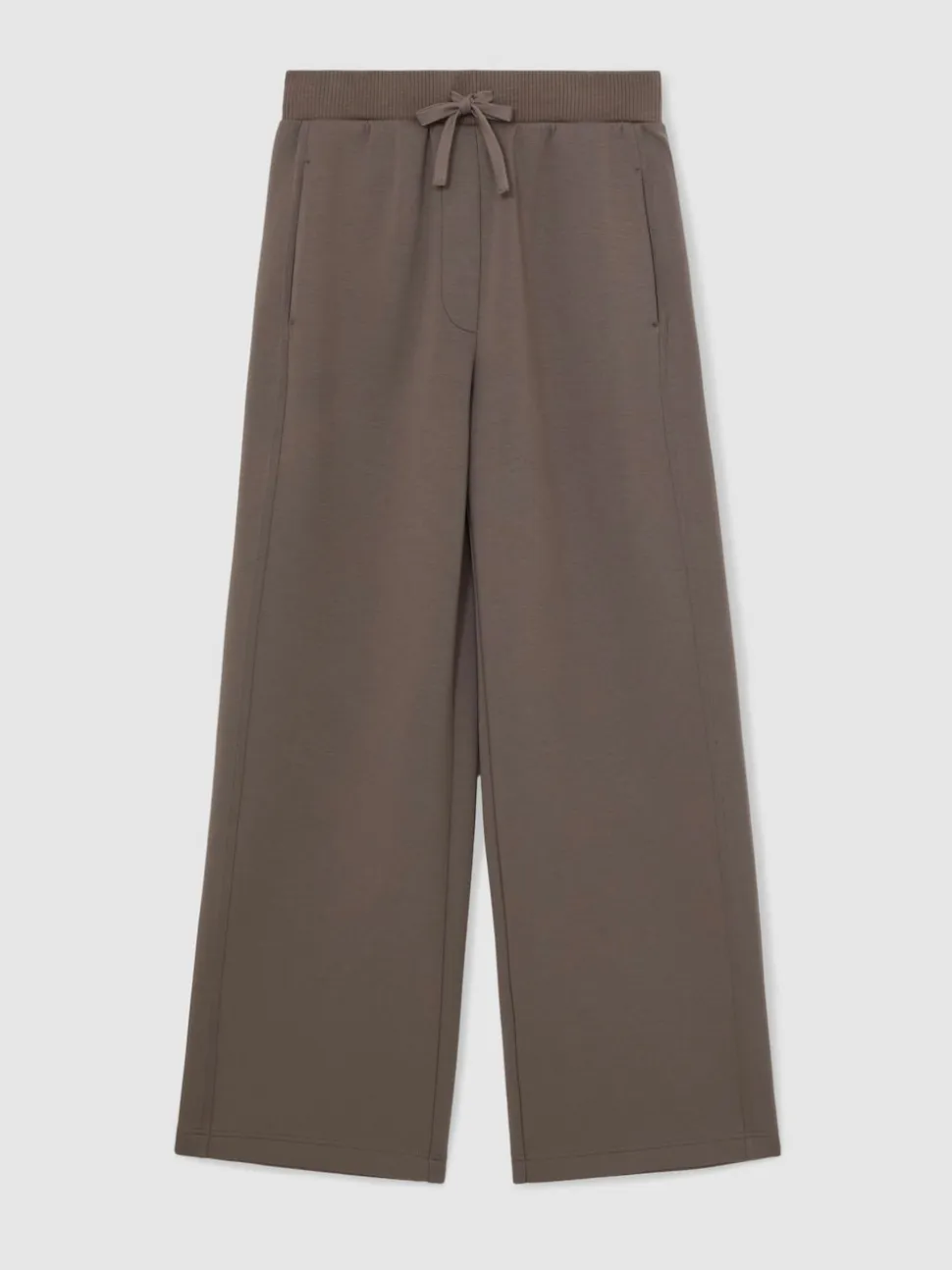 Reiss Taupe Brown Laney Premium Interlock Wide-Leg Joggers