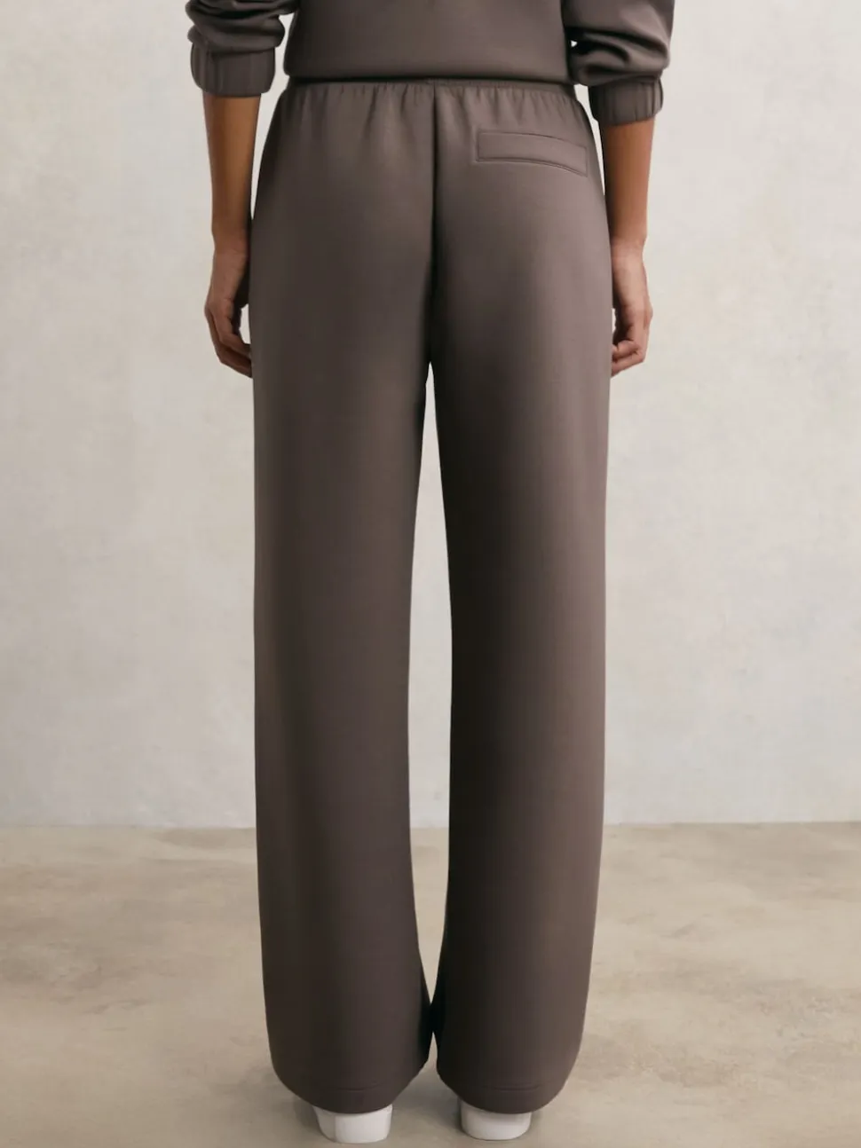 Reiss Taupe Brown Laney Premium Interlock Wide-Leg Joggers