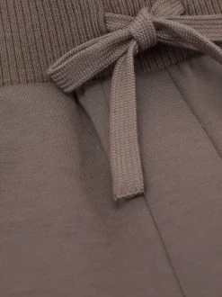 Reiss Taupe Brown Laney Premium Interlock Wide-Leg Joggers