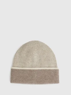 Reiss Taupe Filipa Wool-Blend Tipped Beanie