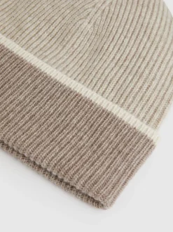 Reiss Taupe Filipa Wool-Blend Tipped Beanie