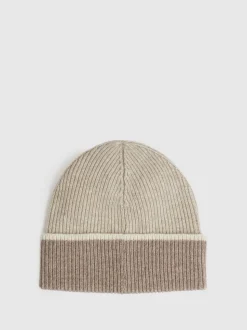 Reiss Taupe Filipa Wool-Blend Tipped Beanie