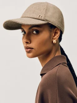 Reiss Taupe Fiona Wool-Blend Flannel Baseball Cap