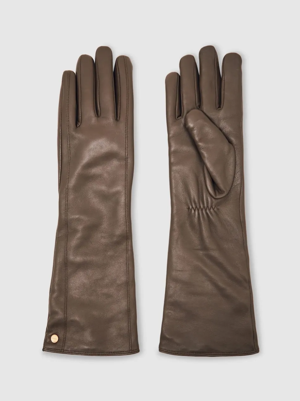 Reiss Taupe Iris Long Leather Gloves