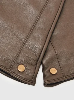 Reiss Taupe Iris Long Leather Gloves
