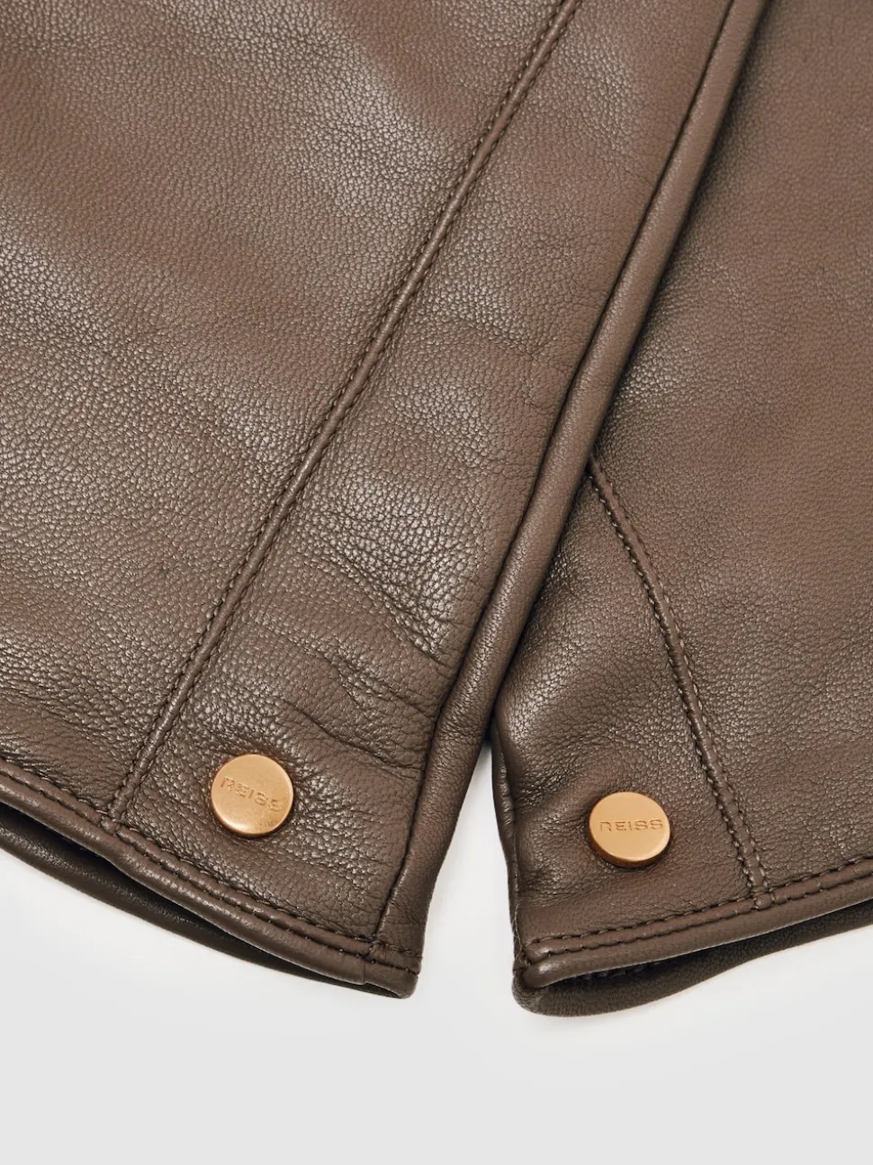 Reiss Taupe Iris Long Leather Gloves