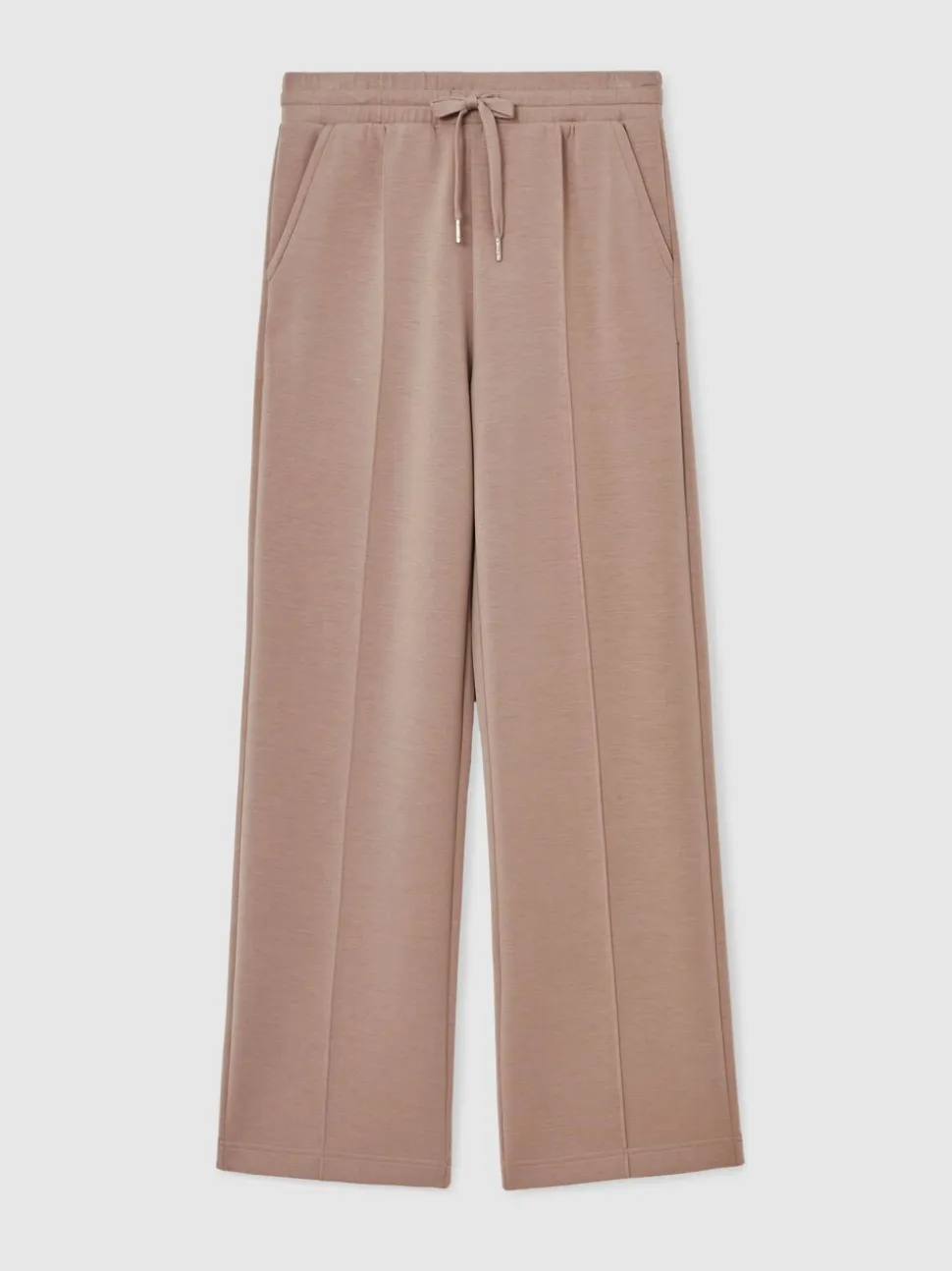 Reiss Taupe Neutral Jemma Petite Premium Interlock Wide-Leg Joggers