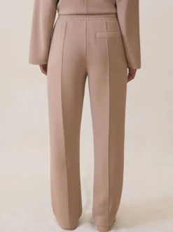 Reiss Taupe Neutral Jemma Petite Premium Interlock Wide-Leg Joggers
