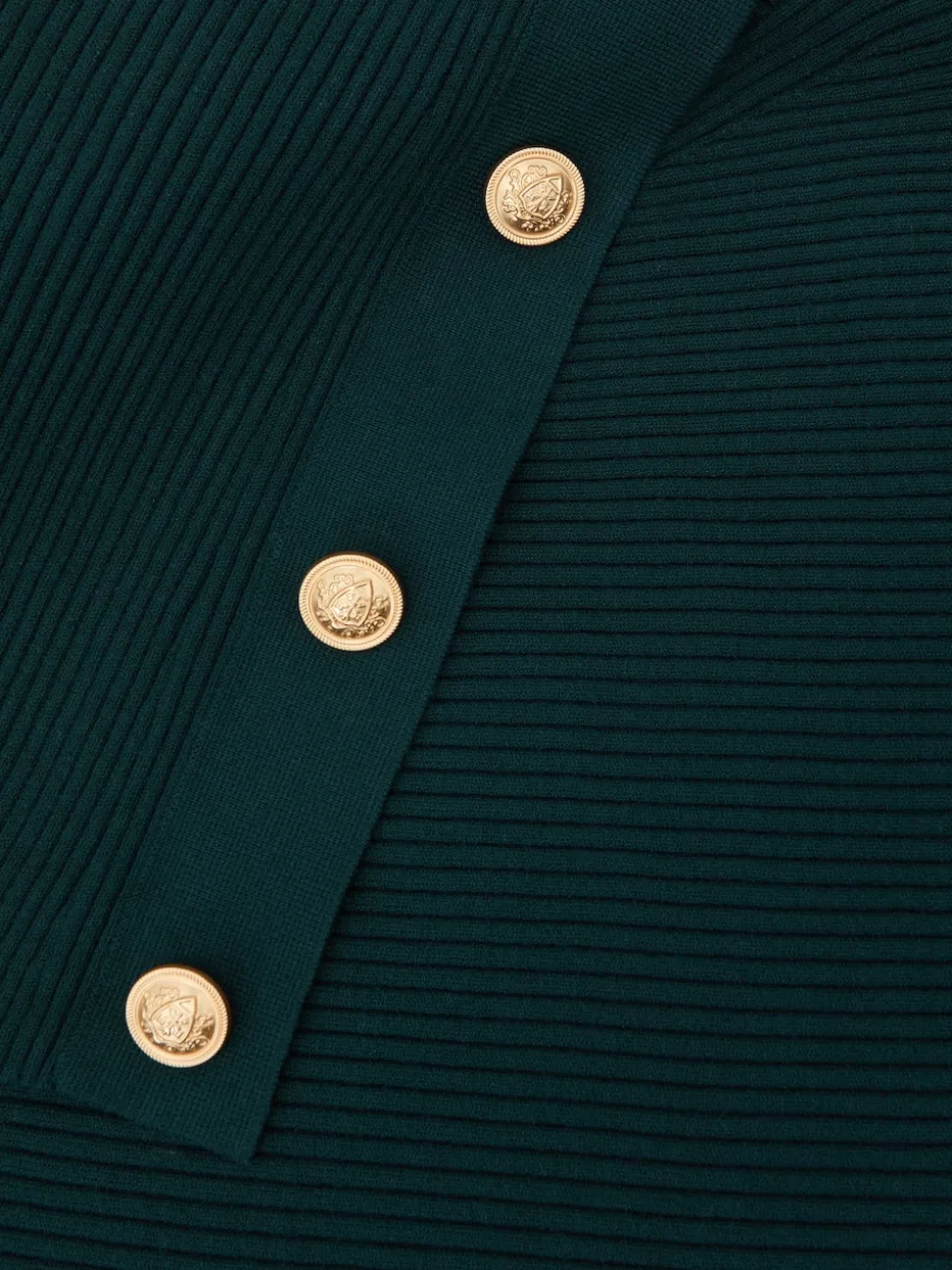 Reiss Teal Blue Lexi Rib-Knit Button Shawl Jumper