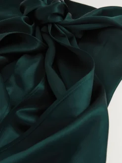 Reiss Teal Green Farah Satin Cape-Sash Jumpsuit