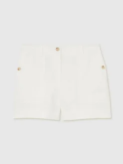 Reiss White Ashby Linen Shorts