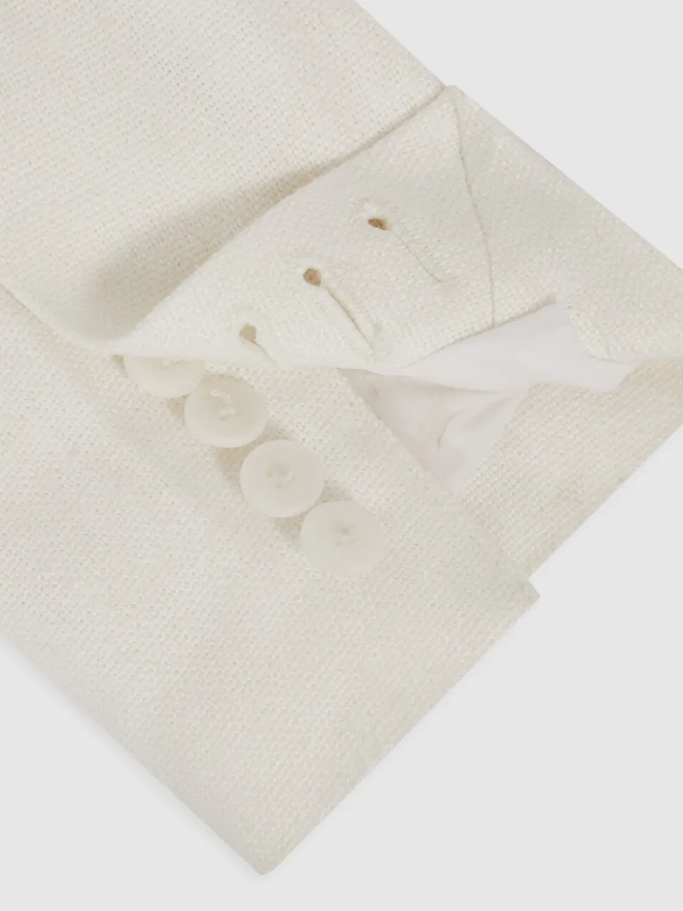 Reiss White Devon Linen-Blend Double-Breasted Suit Jacket