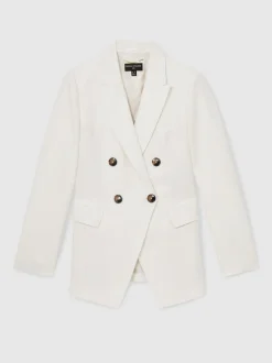 Reiss White Dion Atelier Double Breasted Suit Blazer